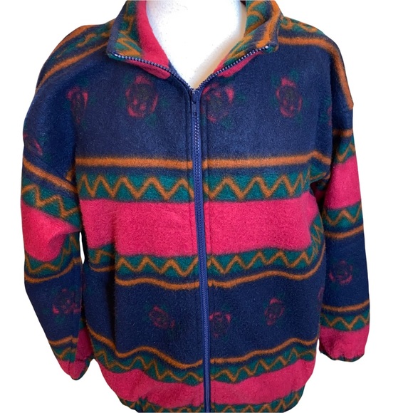 Vintage Southwestern fleece shacket roses Aztec zipper Yellowstone jacket - Picture 14 of 14